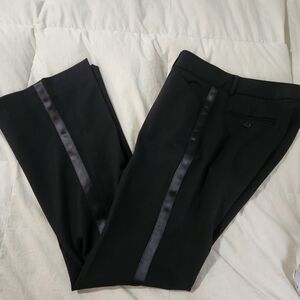 Theory Tuxedo Pants Trousers Size 8 Wool Wide Leg Black Tall